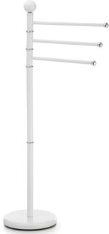 MSV Handdoeken rek badkamer - wit chroom metaal - 46 x 90 cm