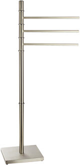 MSV Handdoeken rek badkamer - zilver chroom metaal - 22 x 89 cm