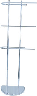 MSV Handdoeken rek badkamer - zilver chroom metaal - 30 x 104 cm