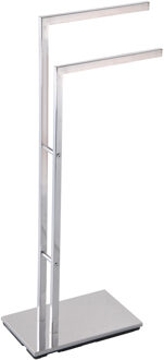 MSV Handdoeken rek badkamer - zilver chroom metaal - 30 x 85 cm