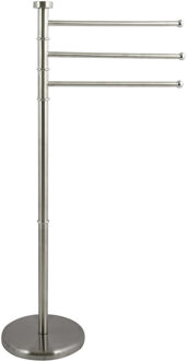 MSV Handdoeken rek badkamer - zilver chroom metaal - 33 x 89 cm