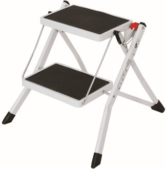 MSV Huishoudtrapje - inklapbaar - met 2 treden - metaal - Hoogte 48 cm - opstap trapje