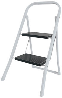 MSV Huishoudtrapje - inklapbaar - met 2 treden - metaal - Lengte 80 cm - opstap trapje