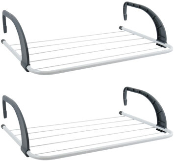 MSV Inklapbaar wasgoedrekje - 2x - klein droogrek - 3 meter waslijn - Ophangbaar - 34 x 51 cm