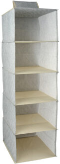 MSV Kast organizer - hangend - 5 vakken - 28 x 28 x 95 cm - grijs