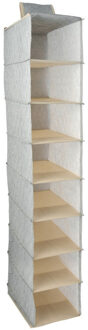 MSV kast organizer - hangend - 8 vakken - 18 x 30 x 105 cm - grijs - van stof - voor kleding