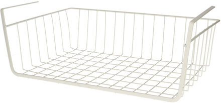 MSV Kastmandje - opberg/hang mandjes - rvs - wit - 30 x 27 x 16 cm