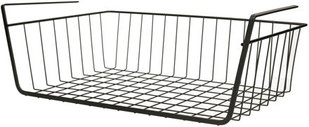 MSV Kastmandje - opberg/hang mandjes - rvs - zwart - 39 x 25 x 14 cm