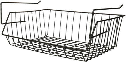 MSV Kastmandje - opberg/hang mandjes - rvs - zwart - 40 x 27 x 17 cm