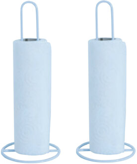 MSV Keukenrolhouder - 2x - 1 rol - metaal - wit - 31 x 12 cm