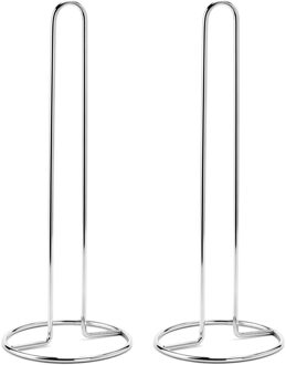 MSV Keukenrolhouder - 2x - 1 rol - metaal - zilver - 31 x 12 cm