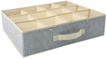 MSV Kleding/kast organizer - 12 vakken - grijs - 45 x 36 x 12 cm - polyester