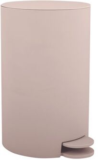 MSV kleine pedaalemmer - kunststof - beige - 3L - 15 x 27 cm - Badkamer/toilet - Pedaalemmers
