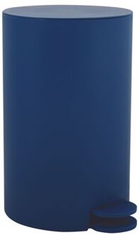 MSV kleine pedaalemmer - kunststof - marine blauw - 3L - 15 x 27 cm - Badkamer/toilet - Pedaalemmers