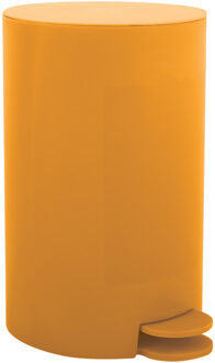 MSV kleine pedaalemmer - kunststof - saffraan geel - 3L - 15 x 27 cm - Badkamer/toilet - Pedaalemmers