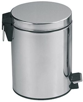 MSV kleine pedaalemmer - rvs - zilver - 3L - 16 x 25 cm - Badkamer/toilet - Pedaalemmers Zilverkleurig