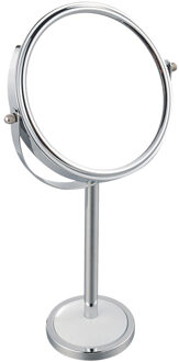 MSV Make-up spiegel - 2-zijdig - op stevige voet - chrome zilver - 15 x 16 cm