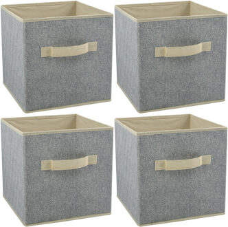 MSV Opbergmand/kastmand - 4x - 18 liter - grijs - 26 x 26 x 26 cm