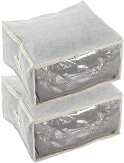 MSV Opbergtas/beschermhoes beddengoed/kleding - 2x - grijs - polyester - 57 x 30 x 50 cm