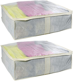 MSV Opbergtas/beschermhoes beddengoed/kleding - 2x - grijs - polyester - 65 x 55 x 20 cm