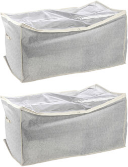 MSV Opbergtas/beschermhoes beddengoed/kleding - 2x - grijs - polyester - 91 x 53 x 47 cm