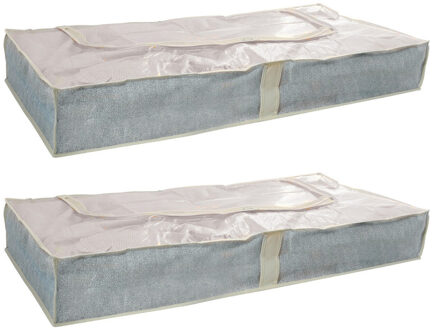 MSV opbergtas/beschermhoes beddengoed/kleding - 2x - voor onder bed - 109 x 46 x 15 cm - Opberghoezen Grijs