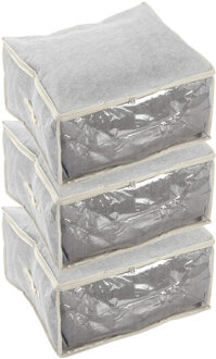 MSV Opbergtas/beschermhoes beddengoed/kleding - 3x - grijs - polyester - 57 x 30 x 50 cm