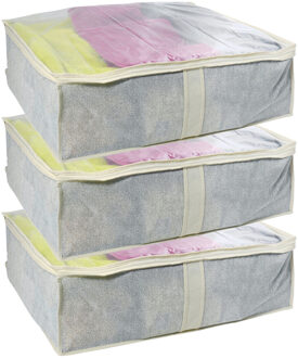 MSV Opbergtas/beschermhoes beddengoed/kleding - 3x - grijs - polyester - 65 x 55 x 20 cm