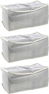 MSV Opbergtas/beschermhoes beddengoed/kleding - 3x - grijs - polyester - 91 x 53 x 47 cm