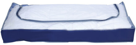 MSV opbergtas/beschermhoes beddengoed/kleding - voor onder bed - 109 x 46 x 15 cm - Opberghoezen Blauw