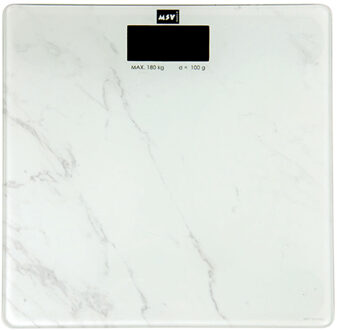 MSV Personen weegschaal - Marmer look - glas - 29 x 29 cm - digitaal