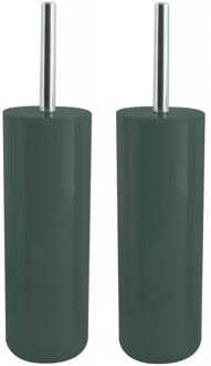 MSV Porto Toilet/wc - 2x - borstel in houder - kunststof - donkergroen - 38 cm - Toiletborstels