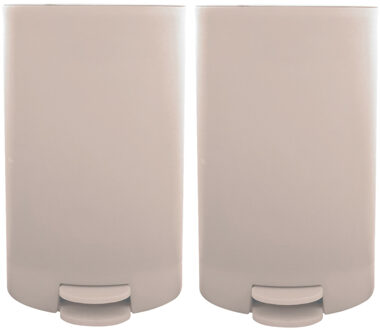 MSV Prullenbak/pedaalemmer - 2x - kunststof - beige - 3 liter - 15 x 27 cm - Badkamer/toilet