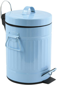 MSV Prullenbak/pedaalemmer - Industrial - metaal - pastel blauw - 3 liter - 17 x 26 cm - Badkamer/toilet