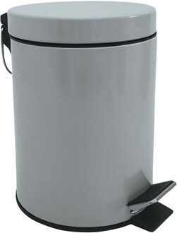 MSV Prullenbak/pedaalemmer - metaal - grijs - 3 liter - 17 x 25 cm - Badkamer/toilet - Pedaalemmers