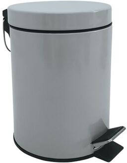 MSV Prullenbak/pedaalemmer - metaal - grijs - 3 liter - 17 x 25 cm - Badkamer/toilet - Pedaalemmers