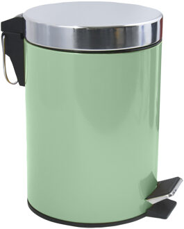 MSV Prullenbak/pedaalemmer - metaal - groen - 3 liter - 17 x 25 cm - Badkamer/toilet - Pedaalemmers