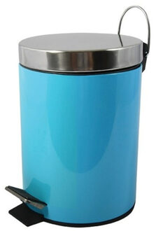 MSV Prullenbak/pedaalemmer - metaal - turquoise blauw - 5L - 20 x 28 cm - Badkamer/toiletA‚ - Pedaalemmers