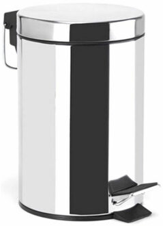 MSV Prullenbak/pedaalemmer - rvs - mat zilver - 3 liter - 16 x 25 cm - Badkamer/toilet