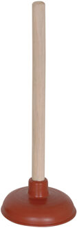 MSV Robuuste gootsteen ontstopper/plopper - hout/rubber - 14 x 32 cm - Ontstoppers / ploppers