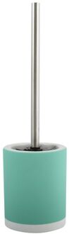 MSV Shine Toilet/wc-borstel houder - keramiek/metaal - azuurblauw - 38 cm - Toiletborstels