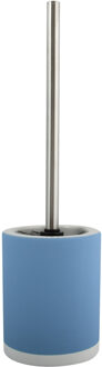 MSV Shine Toilet/wc-borstel houder - keramiek/metaal - pastel blauw - 38 cm - Toiletborstels