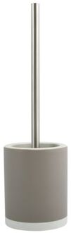 MSV Shine Toilet/wc-borstel houder - keramiek/metaal - taupe - 38 cm - Toiletborstels