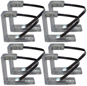MSV Tafelkleed klemmen - 12x stuks - transparant- kunststof - 4,5 x 6 cm