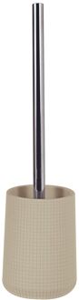 MSV Toilet/wc-borstel houder - kunststeen/metaal - taupe - 35 cm - Toiletborstels