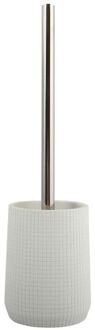 MSV Toilet/wc-borstel houder - kunststeen/metaal - wit - 35 cm - Toiletborstels