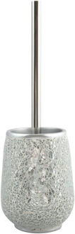 MSV Toilet|wc-borstel houder Scarlett - kunststeen - zilver - 36 cm