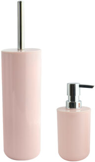 MSV Toiletborstel in houder 38 cm/zeeppompje set Moods - kunststof - lichtroze