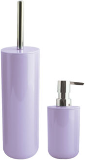MSV Toiletborstel in houder 38 cm/zeeppompje set Moods - kunststof - lila paars