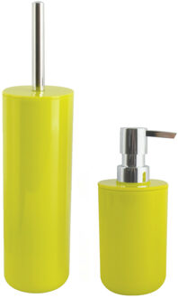 MSV Toiletborstel in houder 38 cm/zeeppompje set Moods - kunststof - lime/appel groen - Badkameraccessoireset